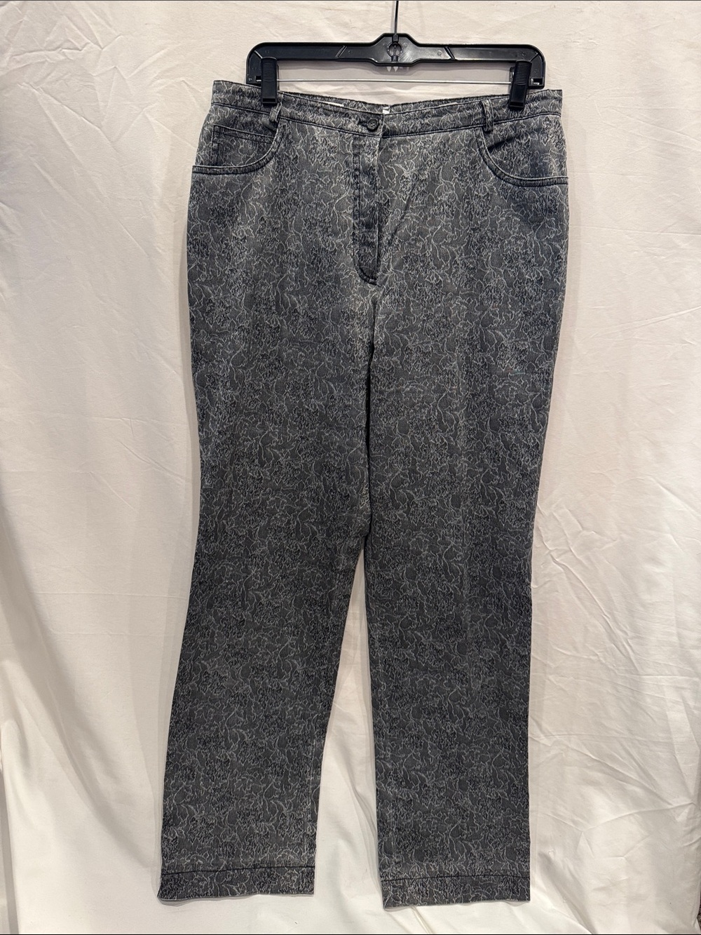 Hucke Black & Gray Floral Trousers Size 12